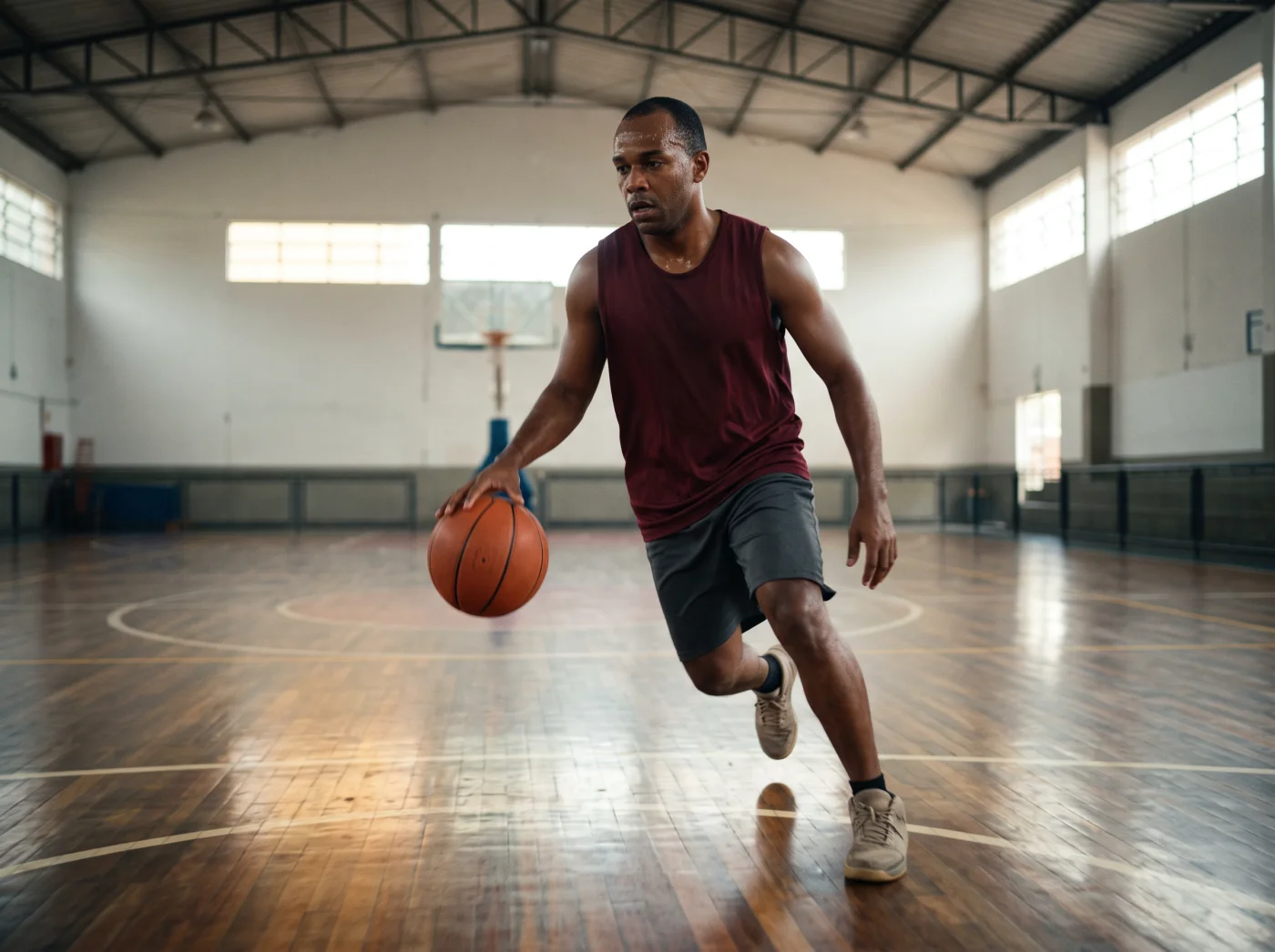 Cena ilustrativa de um homem jogando basquete em São Paulo